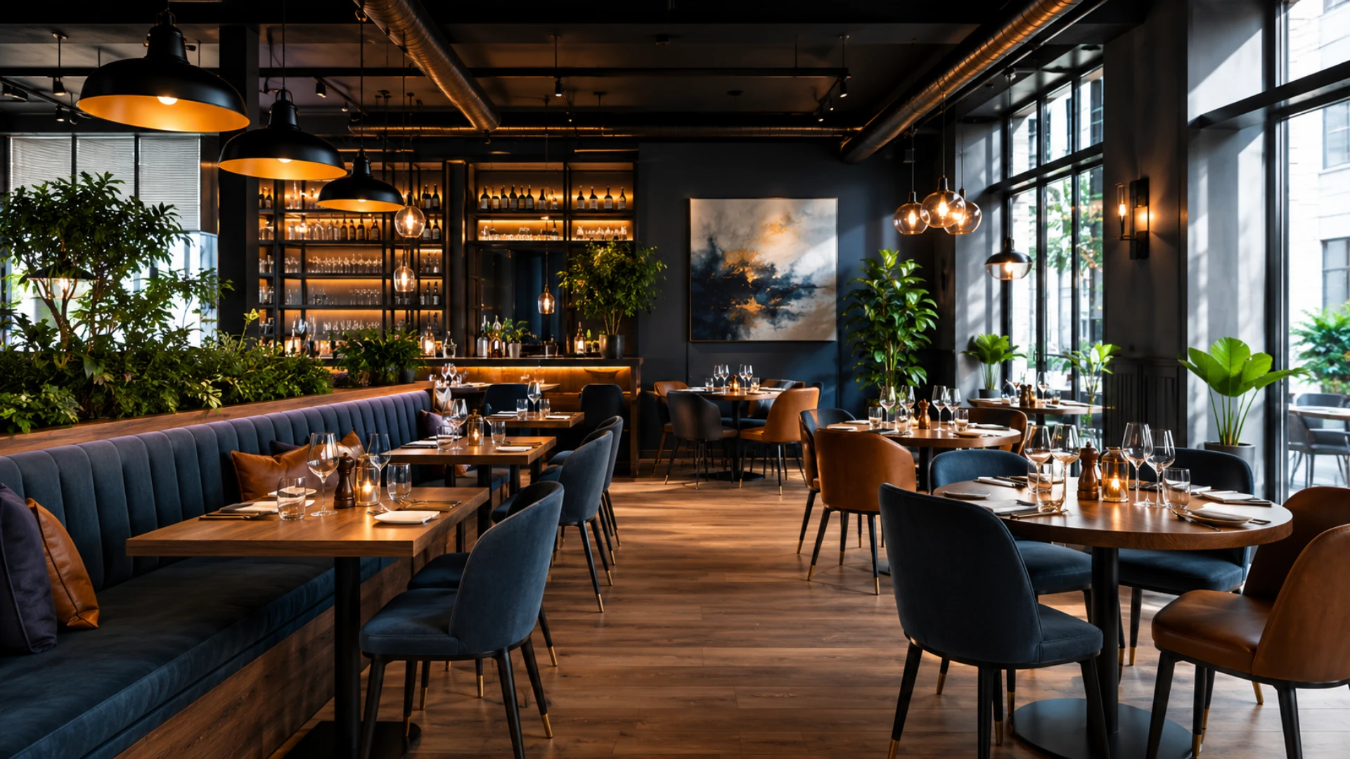Restaurant painting and decorating project in London featuring a professionally refurbished hospitality interior by Pro Plaster and Paint